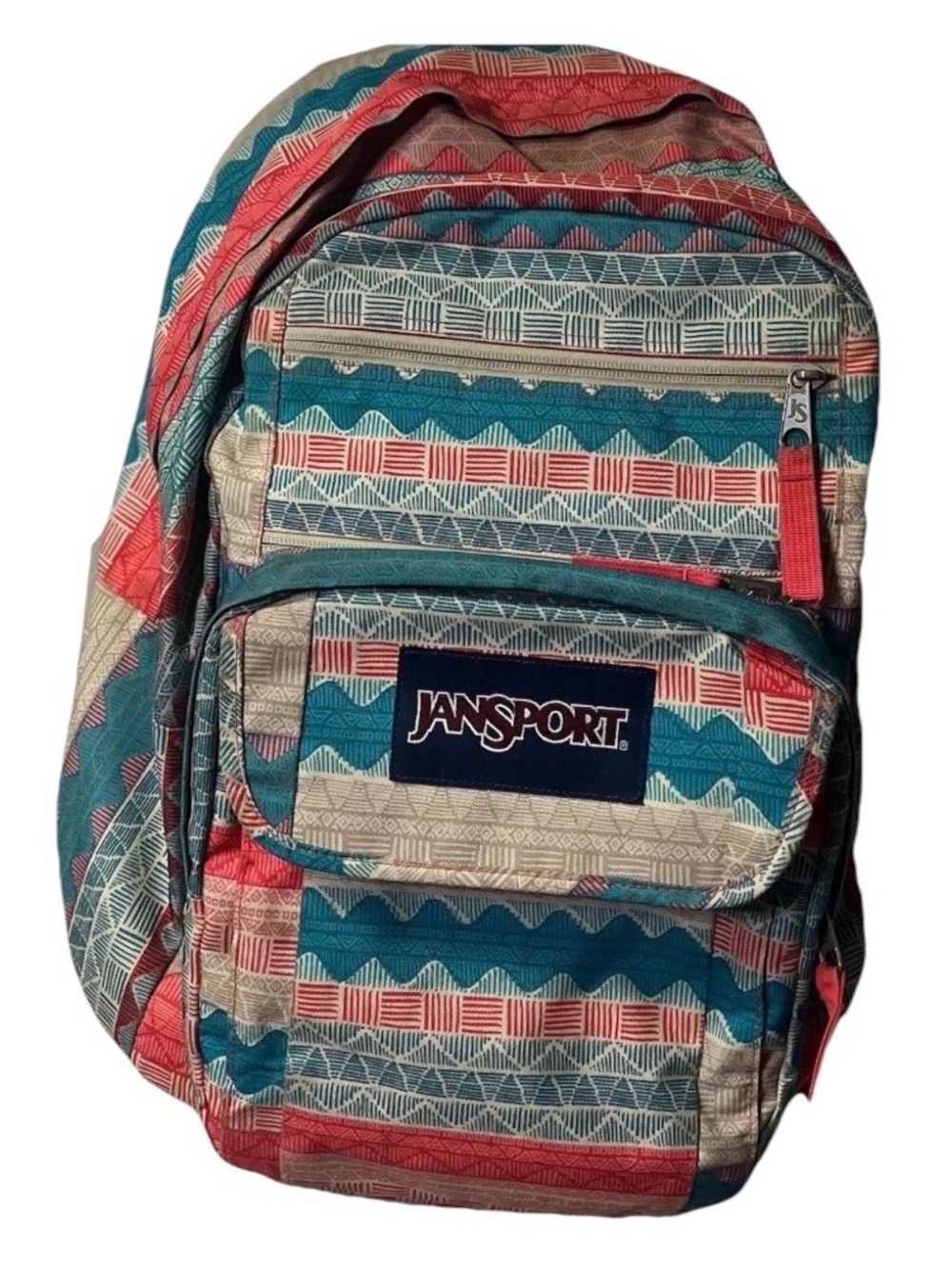 Jansport ~ Digibreak Backpack ~ Zip Closure ~ Multicolor Boho Striped Pattern